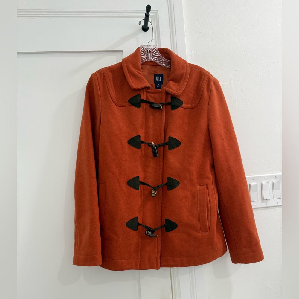 Gap burnt orange pea coat (wool/ nylon blend)